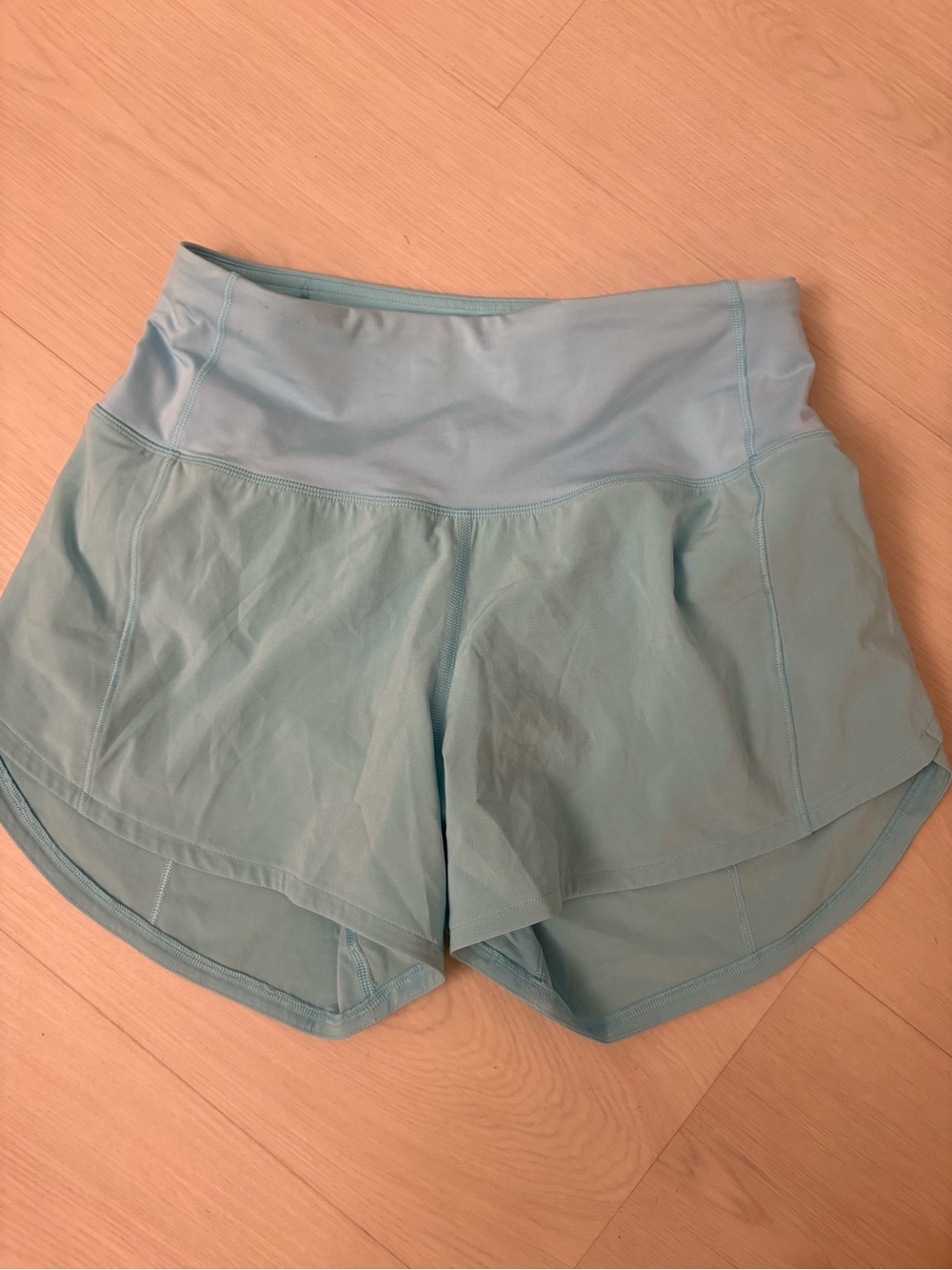 lululemon athletica Light Aqua Layered Running Shorts